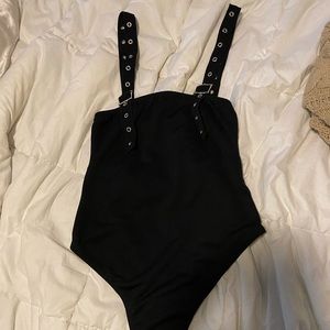 Prettylittlething black buckle bodysuit